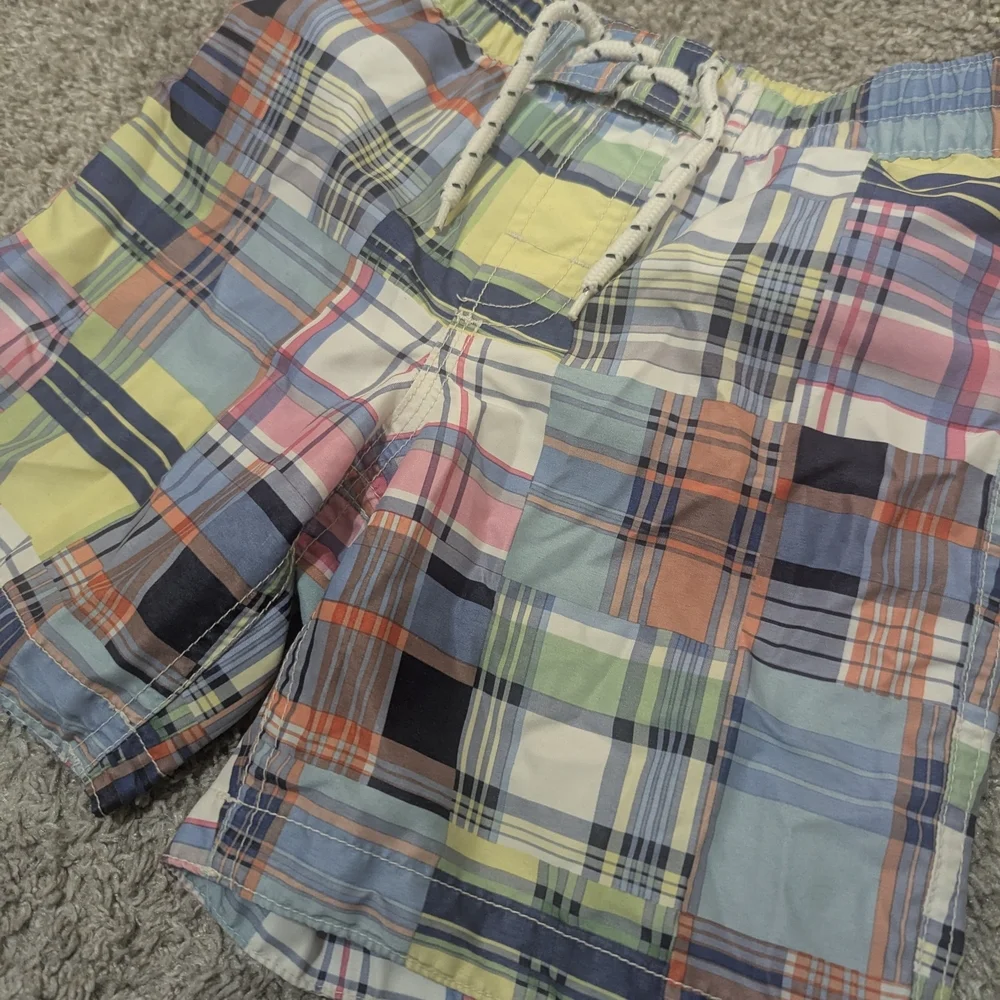 Baby Gap Multicolor Plaid Boys Swim Trunks
